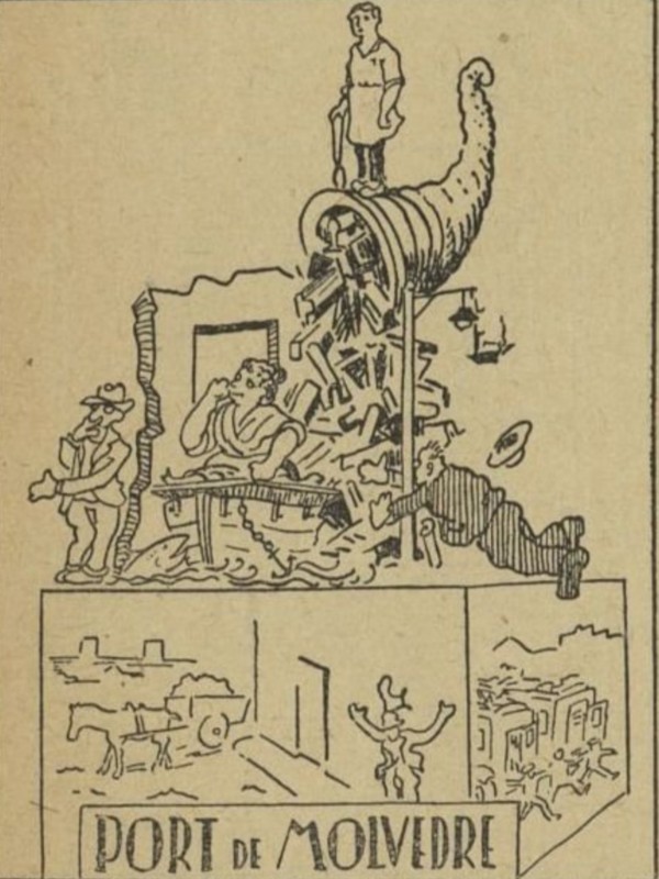Boceto Falla Luis Cendoya 1927 - Si vas al Port de Morvedre per a poder transitar te la vas a vore negre